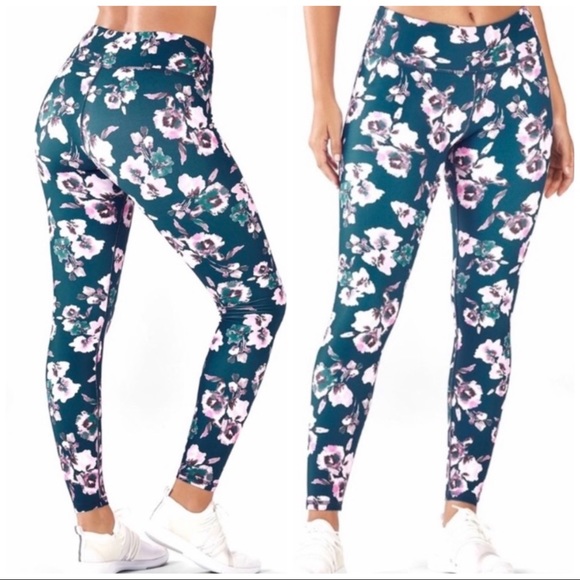 Fabletics Pants - New Fabletics Salar Powerhold Leggings Size Medium Teal Floral